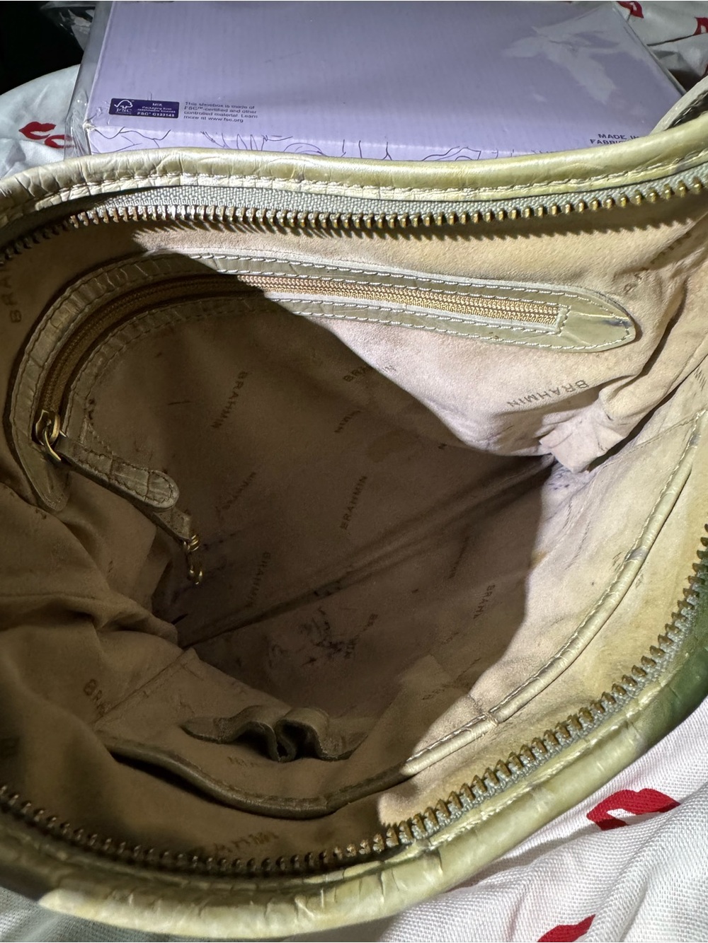 Brahmin Jodie Metallic Crossbody Bag in Champagne Gold. Rare 2-eyed bag. EUC - Picture 7 of 9